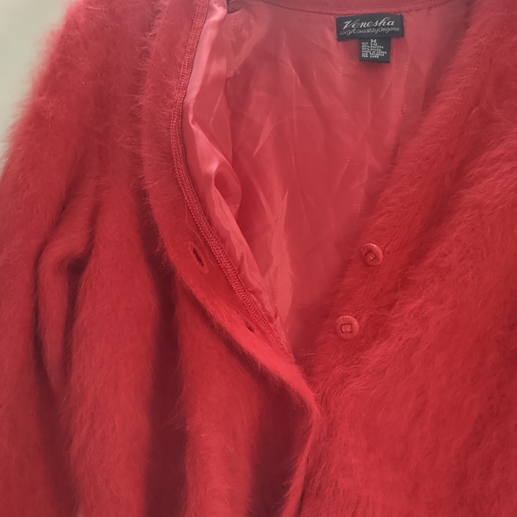 Vintage Venesha Red Cardigan Sweater Medium - Picture 4 of 10